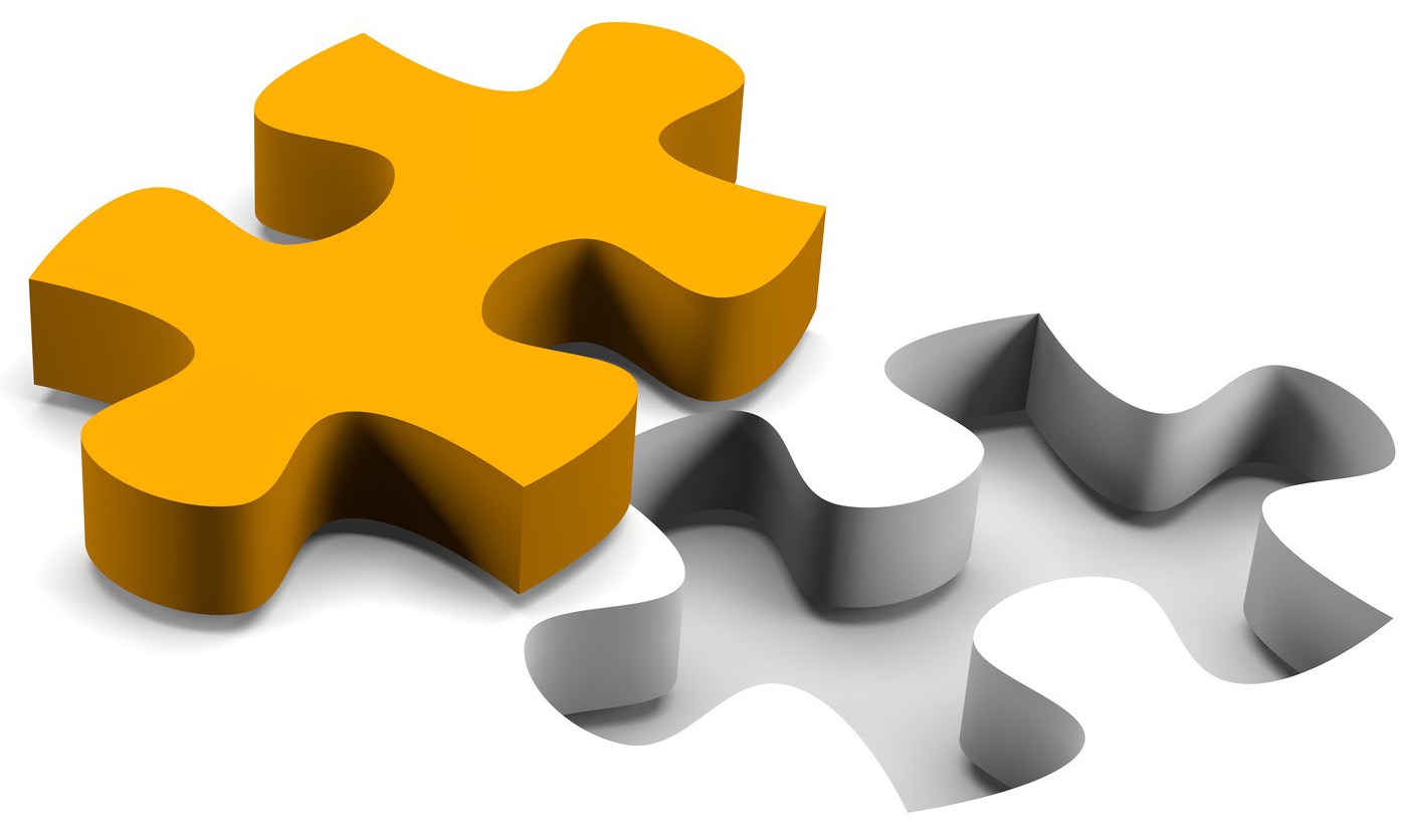 Orange puzzle piece solution concept